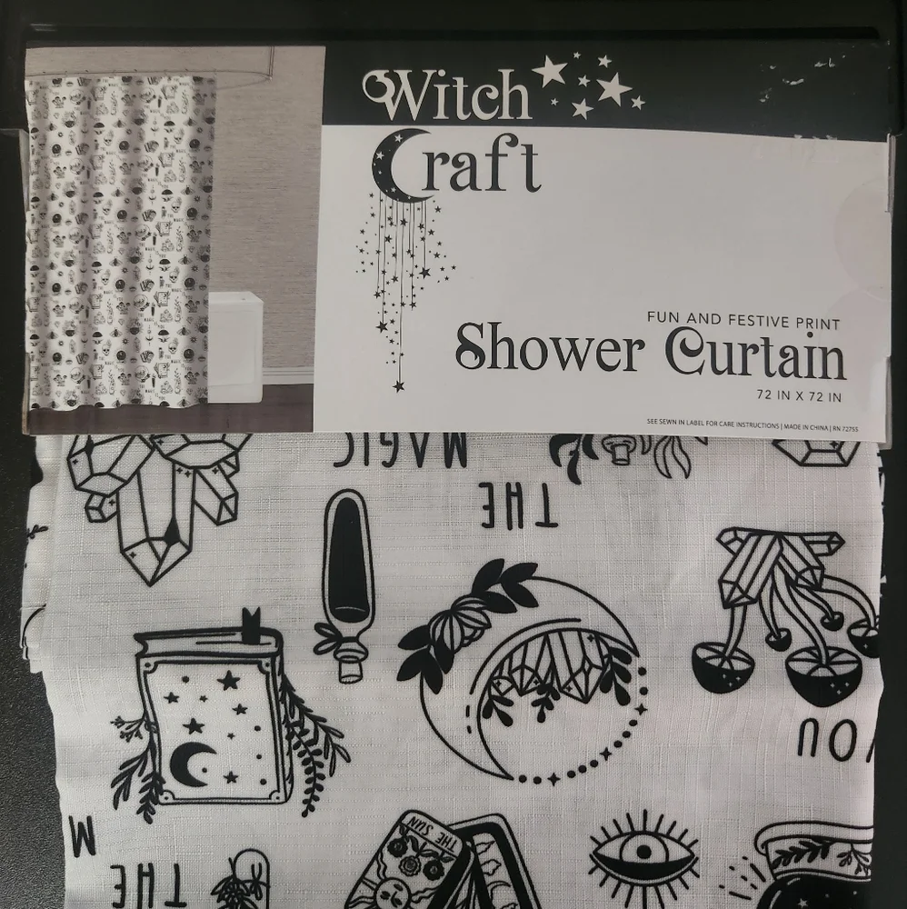 Witch Witchy Fabric Shower Curtain Halloween Decor 72x72